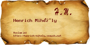 Henrich Mihály névjegykártya